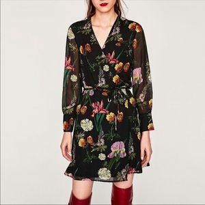 Zara Floral Mini Wrap Dress